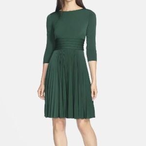 Eliza J Green Pleated Fit and Flare Dress sz 14